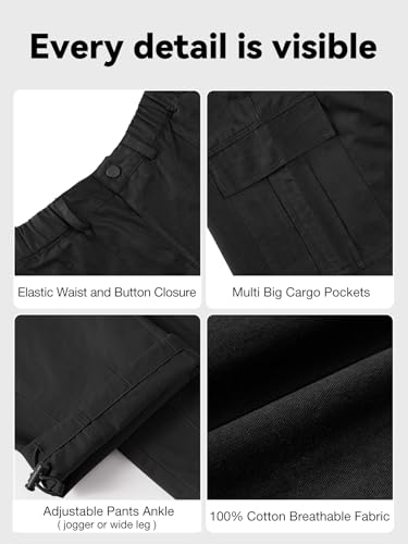 Image of Rolanko Girls Cargo Pants Wide Leg Streetwear Kids Pants with Pockets Trendy Jogger Trousers 4-14 Years