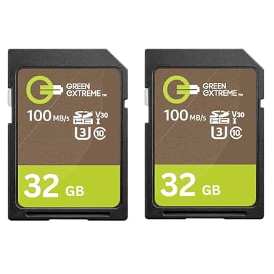 Green Extreme 32GB SDHC Memory Card, Class 10 U3, Up to 100MB/s Read Speed (2 Pack)