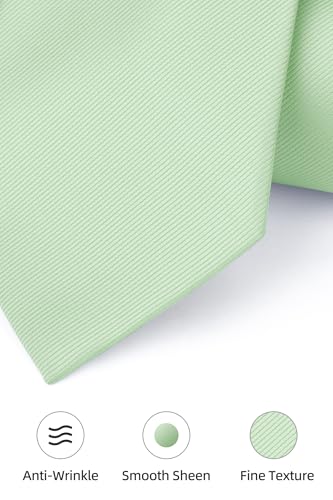 Image of HISDERN Mens Ties Solid Color Ties for Men Formal Necktie with Pocket Square Set Satin Silk Neck Tie Handkerchiefs Set