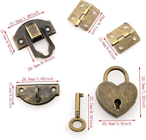Dgbrsm 2 Sets 27 X 30Mm Hasp Latch And Mini Box Hinges, Mini Decorative Lock Buckle With Screws, Antique Bronze #TOP1
