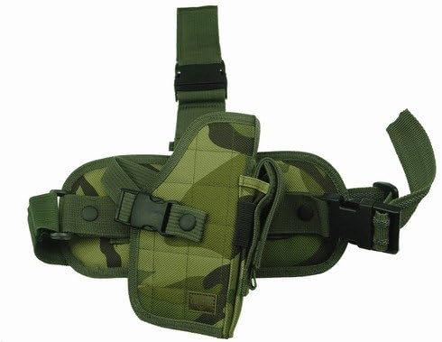 Woodland Camouflage Drop Leg Gun Holster Right Handed