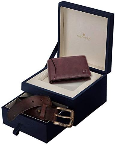 WildHornยฎ RFID Protected Genuine Leather Wallet & Gift Combo for Men