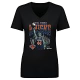 500 LEVEL Landry Shamet New York Knicks Statue of Liberty Women's V-Neck T-Shirt (Black, Medium)