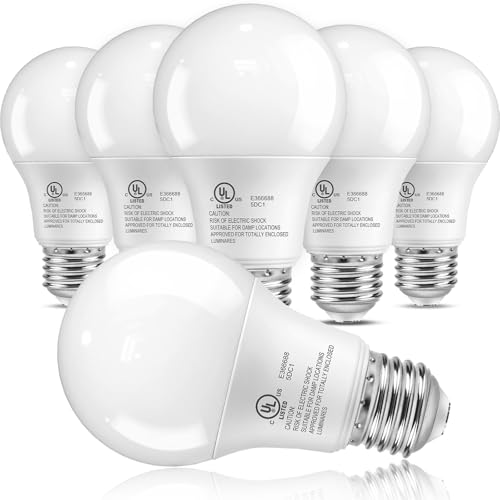 TJOY 6 Pack A19 LED Light Bulbs 60 Watt Equivalent Soft Warm White 3000K Energy Efficient 9W E26 Base Standard LED Bulb 120V 800 Lumen Lightbulbs for Bedroom Indoor Lamp Non-Dimmable UL Listed