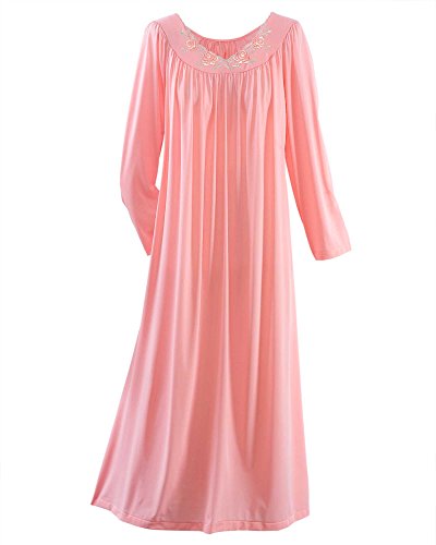 Shadowline Petals Long Sleeve Nightgown, Melon, Medium