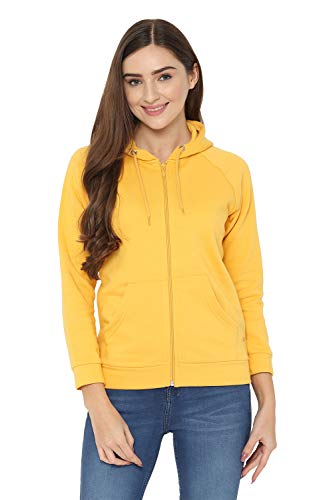Image of Allen Solly Women's Synthetic Hooded Neck Sweatshirt | Long Seelves Regular Fit Zipper