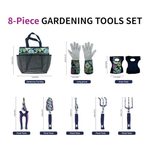 Set de herramientas para jardín floral de 8 piezas con rodilleras y guantes miniatura 6