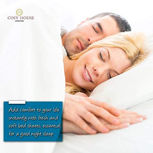 Cosy House Collection 1500 Series Queen Size Bed Sheets & Pillowcase Bundle - Deep Pocket Luxury Hotel Sheet Set - 6 Pc Bedset - 1 Fitted Sheet, 1 Flat Sheet, 4 Pillow Cases (Queen, Cream) #TOP7