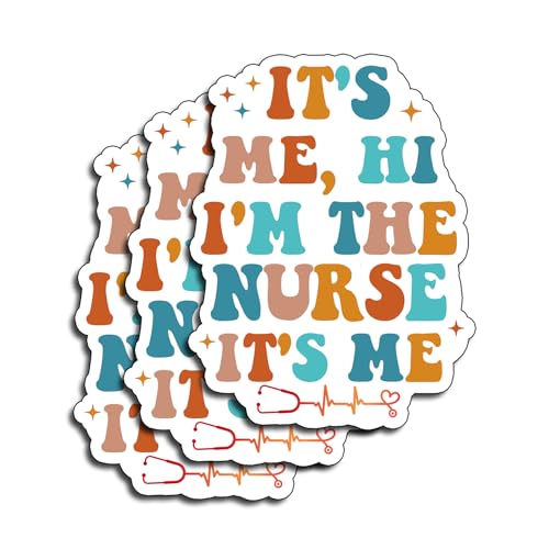 (3Pcs) It’s Me Hi I’m The Nurse It’s Me Sticker – Waterproof Vinyl Stickers for Nursing Students and Healthcare Workers – Decals for Journals, Water Bottles, Laptops – Nurse Life Gifts 3"x2.3"