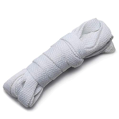 ANUFER Platt 9 mm breda färgglada långa skosnören för sportskor stövlar, Vit - Vit - 240 cm