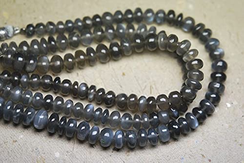 Pierre de lune grise foncée en rang de 8 pouces pour assembler un collier artisanal