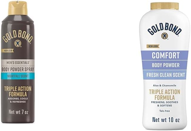 Gold Bond Spray de pó corporal masculino Nightfall e pó corporal Comfort Fresh Clean, pacote com 2