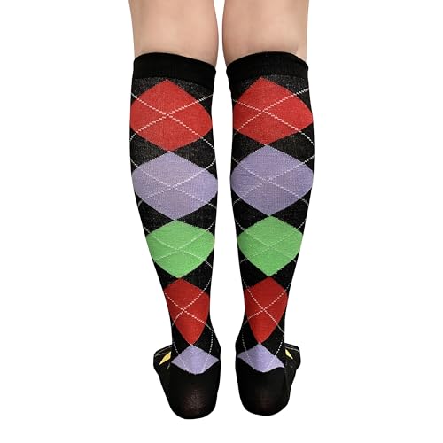 Image of Couver Women's Argyle Knee High Socks - Soft Acrylic Over the Calf Tube Style Socks for Casual Athletic - One Size