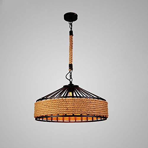Lustre corde de chanvre vintage et suspension métal pour plafond de café
