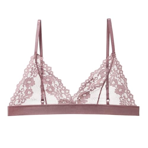 Image of Womens Bra No Underwire Lace Unlined Demi Triangle Bralettes