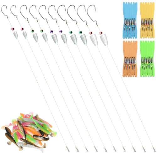 JolliLudo 4 Set/20 Pcs Texas Rigs Kit for Bass Fishing, Prerigged Weedless Bass Rigs with 5 Sizes Weights (3.5g/5g/7g/10g/14g) & Hooks, Includes 4 Pack 2.5 Inch T-Tail Soft Lures, Fishing Accessories