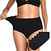 Produktbild OUENZ Damen-Baumwoll-Unterwäsche, atmungsaktiv, robust, bequem, hohe Taille, weiche Höschen für Frauen - Schwarz - Large