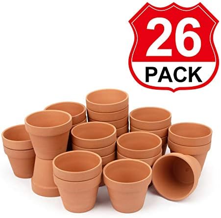 Miniatura 2 de Paquete de 26 macetas de 4 pulgadas, macetas de terracota, macetas de arcilla, cerámica de cerámica, cactus, macetas para suculentas, macetas de