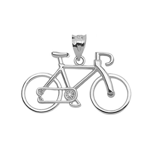 925 Sterling Silver Bicycle Sports Charm Bike Pendant Necklace with Rolo Chain and Pendant only2