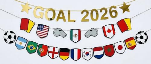 2026 Soccer Party Banner Set with Flags for Game Day Decor