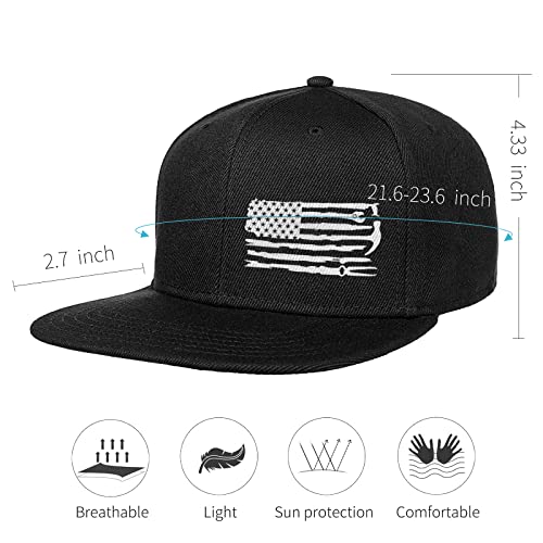 American Flag Hat Mens Snapback Hats For Men Black Flat Bill Brim Snap Backpack Hat Fitted Hats Adjustable Usa Flag Flat Bill Hats For Men #TOP7