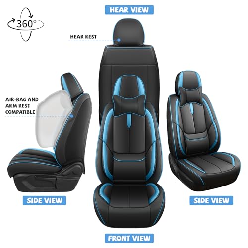 Image of Seat Covers for Chevy Silverado 1500 2007-2026 (Black&Blue, Luxury 2 Set)