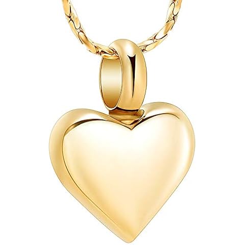 Imrsanl Small Heart Cremation Urn Necklace for Ashes Stainless Steel Memorial Ash Pendant Keepsake Jewelry (Gold) Cover