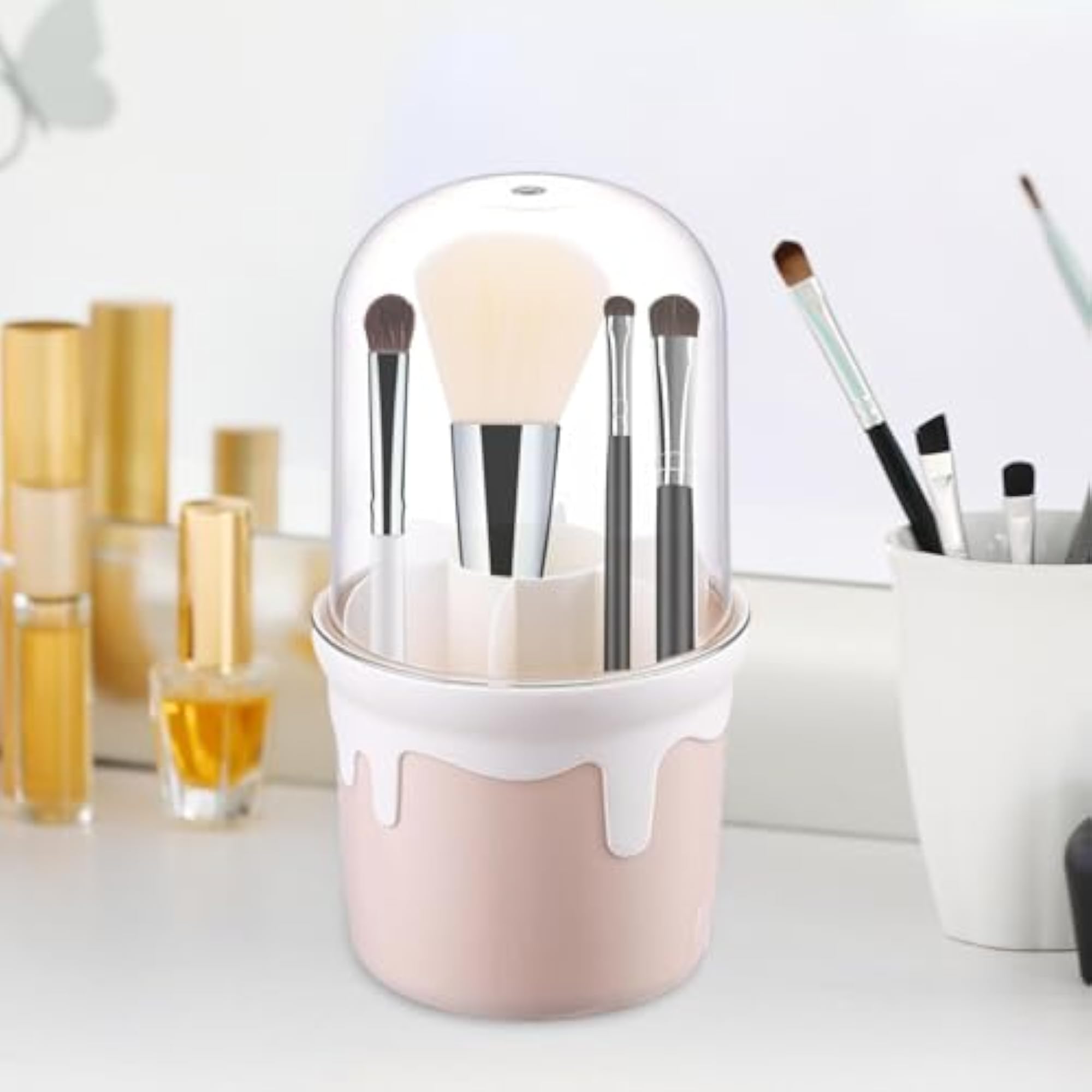 Makeup Brush Holder, Dustproof Storage Box for Vanity