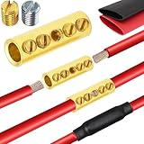16-14 Gauge Wire Butt Connectors 20 PCS Brass Mechanical Butt Splice Connectors Kit 16-14 AWG Screw Sleeve Butt Splices Quick Connect Wire Connectors Mechanical Splices with 20 PCS 3:1 Heat Shrinks