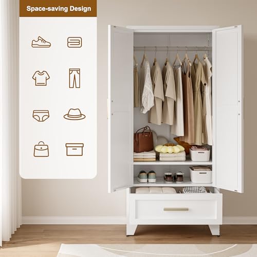 71-Farmhouse-WardrobeCottage-Storage-Cabinet-with-barn-Door-Adjustable-ShelvesFreestanding-for-Bedroom-Walk-in-Closet-Sauna-Laundry-Room-Balcony-Storage-Room-Home-OfficeWhite 71 Farmhouse WardrobeCottage Storage Cabinet with barn Door Adjustable ShelvesFreestanding for Bedroom Walk in Closet Sauna Laundry Room Balcony Storage Room Home OfficeWhite