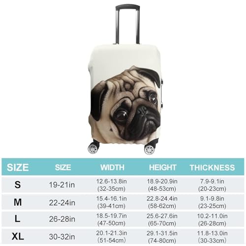 Pug Dog Suitcase Covers Luggage Protector - Travel Elastic Baggage Case Protective, Washable Anti-scratch Large Suit Case Cover for Suitcases Fits 19-32 Inch Luggages S2