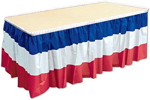 Beistle Patriotic Table Skirting, 29" x 14', Red/White/Blue