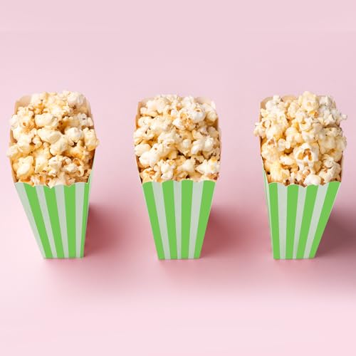 Image of 50 Pcs Popcorn Boxes Mini Paper Popcorn Box Cardboard Popcorn Container for Party Disposable Snack Candy Popcorn Bags Popcorn Holder for Movie Nights Birthday Wedding (Light green,White)