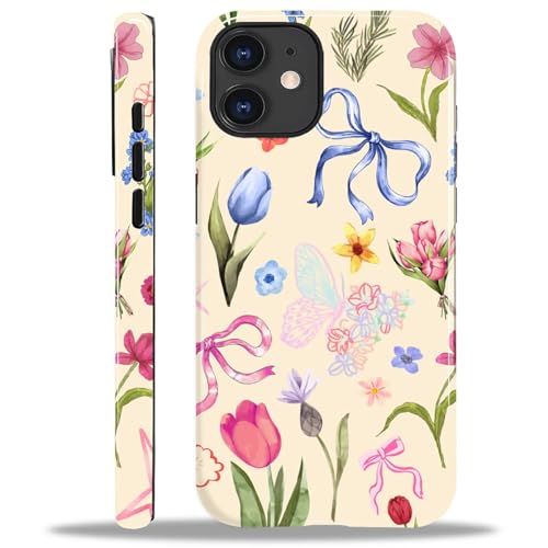 ilikediy for iPhone 11 Case,HL2 Aesthetic Flower Preppy Collage Hybrid 2 Layer Hard Shell Silicone Protective Pattern Design Case
