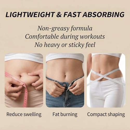 Ganrek Cellulite Cream for Belly & Thighs Warming Sweat Gel for Skin Tightening & Firming, Helps Improve the Appearance of Cellulite, Fast-Absorbing Body Cream for Workout & Daily Use, 8.82 oz