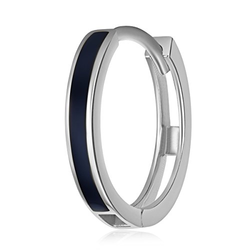 Wellingsale Ladies 14K White Gold Polished 2Mm Onyx Huggies Hoop Earrings (15Mm Diameter) #TOP4