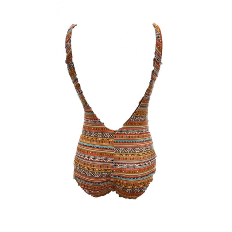 Giadamarina Costume Intero Reversibile Fantasia/Tinta Unita Made in Italy Art. BS11 (50, Arancione)