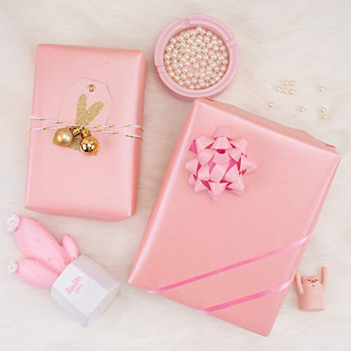 Image of RUSPEPA Pink Gift Wrapping Paper - Solid Color Pearly Shiny Silk Paper for Mother's Day, Valentine's Day, Wedding, Birthday, Baby Shower Girls, Bridal Shower, Anniversary, Easter - 17 Inch X 32.8 Feet