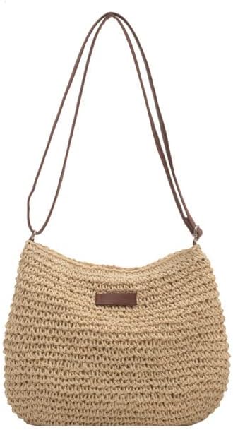 OATSBAS Summer Rattan Crossbody Bags Women Straw Purse Woven Shoulder Handbag Beach Bag
