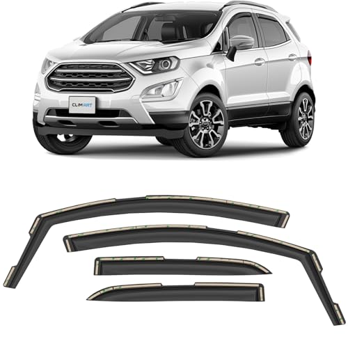 CLIM ART en Canal Deflectores de Aire para/Compatible con Ford EcoSport 2014-2023 - Deflectors Ventanilla - Accesorios Coche - Derivabrisas - Deflectores de Viento - Cortavientos Ventana Coche -4ud