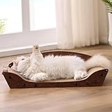 ZOMISIA 26'' Cardboard Cat Scratcher Bed - Large Scratcher Couch for Indoor Cats, Orthopedic Scratching Board, Lounger Scratching Couch with Catnip and Bells