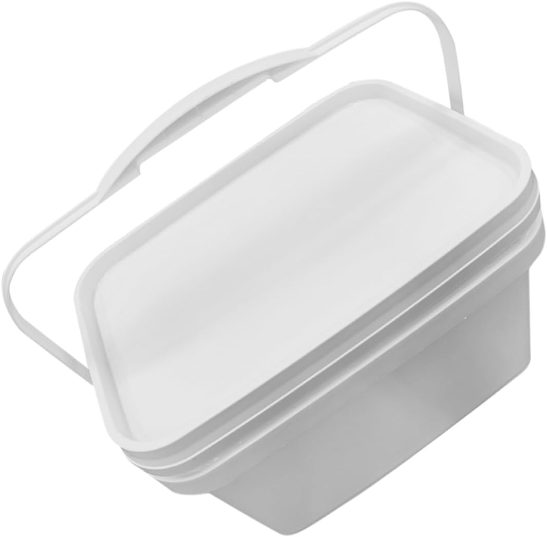 PRETYZOOM Paint Bucket with Handle Small Paint Bucket with Lids White Plastic Ice Cream Food Storage Pail Containers