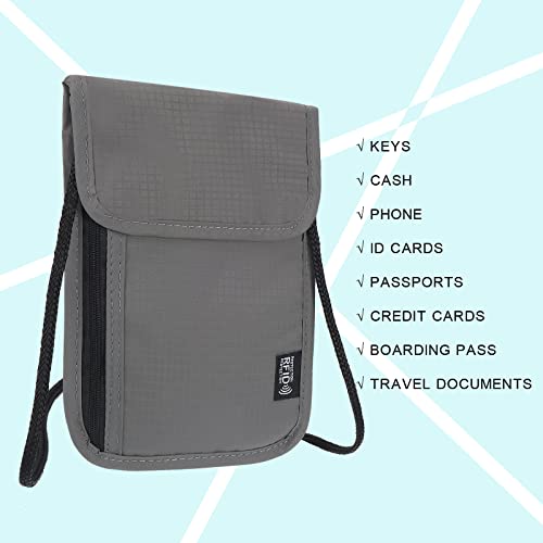 Image of PATIKIL Neck Wallet, Passport Holder Neck Pouch RFID Blocking Waterproof Neck Travel Wallet for Women & Men, Gray