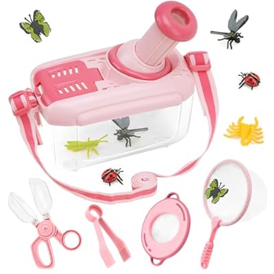 Funsland Kit Explorador Niños, 5 Piezas Juego de Caza de Insectos, Lupa, con 12 Insectos Falsos, Aire Libre Aventura Juguetes, Juguetes Educativos Navideños Regalos para Niñas 3 4 5 6 Años, Rosa | Ya disponible en tu tienda friki favorita! En mundofriki.es!