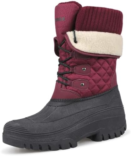 Knixmax Outdoor Winterstiefel Damen Warm Gefütterte Schneestiefel Winterschuhe mit wasserdichtem Obermaterial und rutschfesten Sohlen Geeignet für die Schneesaison im Winter