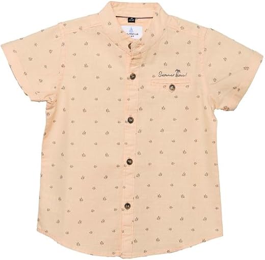 RUFF Printed Cotton Shirt | Mandarin Neck | Half Sleeves | Regular Fit | Casual Wear