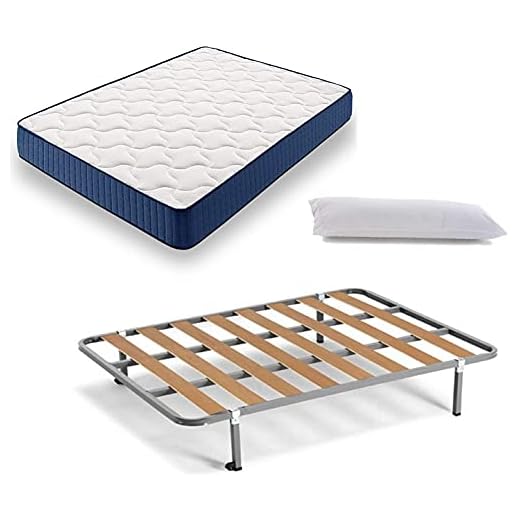HOGAR24 ES Cama Completa - Colchón Viscoelástico Viscorelax Reversible + Somier Basic + 4 Patas, Regalo Almohada Fibersoft, 90x190cm