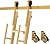 DIYHD 6.6FT Wooden Ladder Rolling Hardware Sliding Library Ladder Track Floor Rollers with Brake,Golden,No Ladder