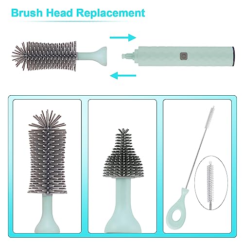 Image of Rechargeable Electric Bottle Brush Cleaner Set, 360 High Speed Rotation Silicone Cleaning Brush with Bottle Brush, Pacifier Brush, Straw Brush, Perfect for Baby Bottle,Cup, Kitchen Utensils
