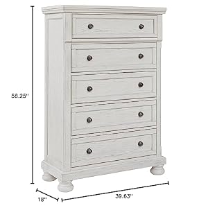 Signature Design by Ashley Robbinsdale Traditional 5 Drawer Chest Antique White